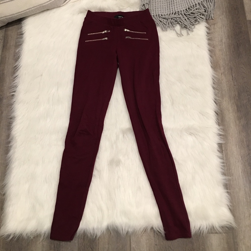 Tally Weijl Dark Red Zipper Detail Leggings